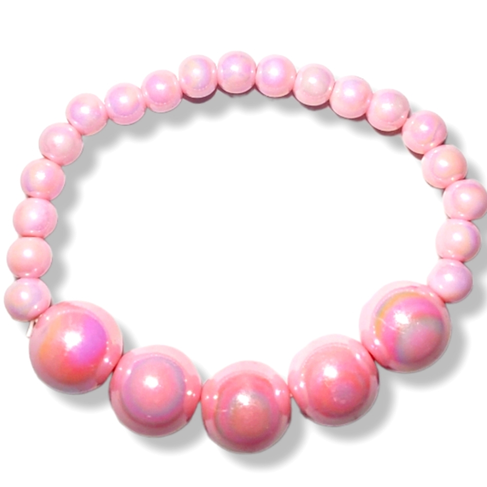 #X2 New Pink Girls Beaded Bracelet
